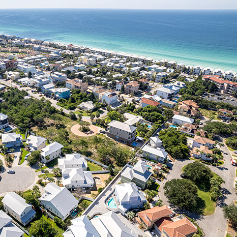 Miramar Beach view of vacation rentals